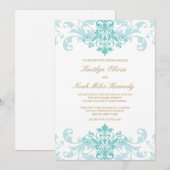 Turquoise & Gold Elegant Ironworks Classic Wedding Kaart (Voorkant / Achterkant)
