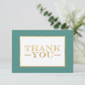 Turquoise & Gold Fleur De Lis Mariage Merci Cartes (Debout devant)
