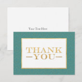Turquoise & Gold Fleur De Lis Mariage Merci Cartes (Devant / Derrière)