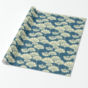 Turquoise Gold foil floral Japans patroon Cadeaupapier