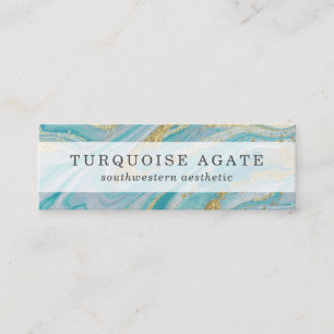 Turquoise & Gold Geode Marble Swirl Social Media Mini Visitekaartje