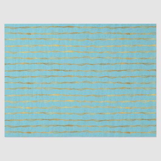 Turquoise Gold Glam Stripes Tissuepapier (Voorkant)