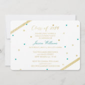 Turquoise & Gold Glitter Confetti Afstuderen Kaart (Achterkant)