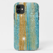 Turquoise Gold Glitter Elegant Chic Girly Case-Mate iPhone Case (Achterkant)