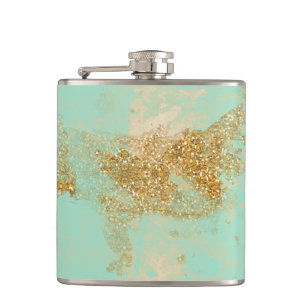 *~* Turquoise Gold Glitter Golden Shabby Heupfles