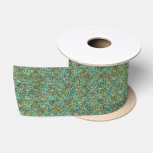 Turquoise-Gold Glitter-RIBBON SPOOL Lint