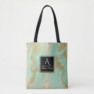 *~* Turquoise Gold Glitter Shabby Golden Draagtas