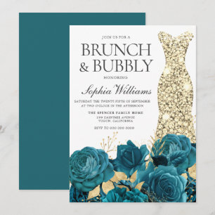 Turquoise Gold Gown Vrijgezellenfeest Brunch & Bub Kaart