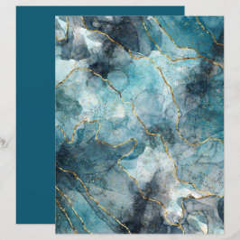 Turquoise Gold Grain Marble Craft Scrapbook Paper