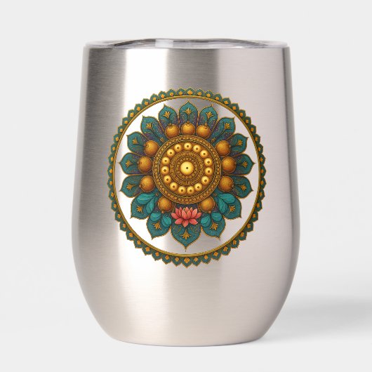 Turquoise Gold Lotus Mandala -Boho Fantasy Graphic (Arrière)