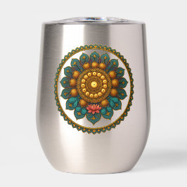 Turquoise Gold Lotus Mandala -Boho Fantasy Graphic
