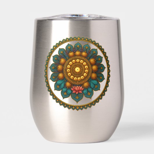 Turquoise Gold Lotus Mandala -Boho Fantasy Graphic (Voorkant)