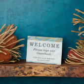 Turquoise & Gold Marble Welcome Weddenbook Fotoplaat (Zijkant)