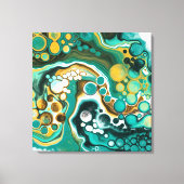 Turquoise, Gold, marmer Fluid Art Canvas Afdruk (Voorkant)