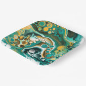 Turquoise, Gold, marmer Fluid Art Papieren Bordje (Gebogen)
