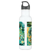 Turquoise, Gold, marmer Fluid Art Waterfles (Achterkant)