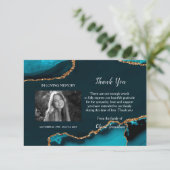 Turquoise & Gold Memorial Dank u kaart (Staand voorkant)