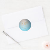 Turquoise Gold Monogram Name Initiaal Wedding Ronde Sticker (Envelop)