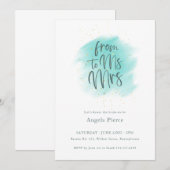 Turquoise Gold Ms tegen Mrs Calligraphy Vrijgezell Kaart (Voorkant / Achterkant)