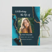 Turquoise & Gold Order of Service Programma (Staand voorkant)