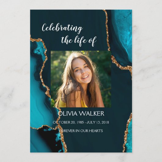 Turquoise & Gold Order of Service Programma (Voorkant)