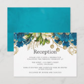 Turquoise & Gold Shabby Wedding Reception Kaart (Voorkant / Achterkant)