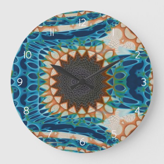 Turquoise Gold Sun Zuidwestelijke Kunst Grote Klok (Voorkant)