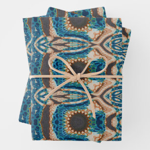 Turquoise Gold Sun Zuidwestelijke Kunst Inpakpapier Vel