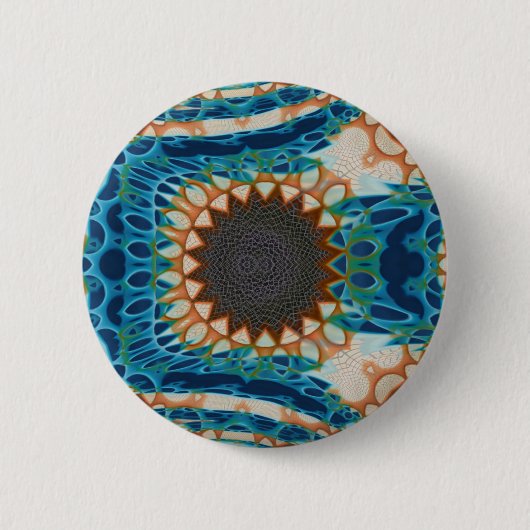 Turquoise Gold Sun Zuidwestelijke Kunst Ronde Button 5,7 Cm (Voorkant)
