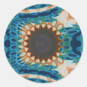 Turquoise Gold Sun Zuidwestelijke Kunst Ronde Sticker