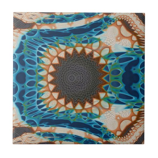 Turquoise Gold Sun Zuidwestelijke Kunst Tegeltje (Voorkant)