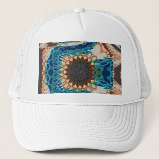 Turquoise Gold Sun Zuidwestelijke Kunst Trucker Pet (Voorkant)