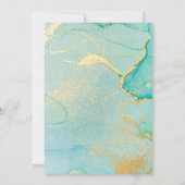 Turquoise Gold Vintage Wedding Invitation Kaart (Achterkant)