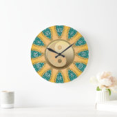 Turquoise Gold YinYang FengShui Horloge de la déco (Maison)