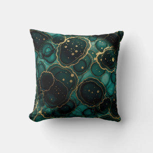 Turquoise + Goud Alcohol Ink Marmeren Worpkussen Kussen