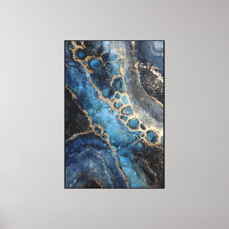 Turquoise Goud Geode – Abstracte Kristal-Inspirati Canvas Afdruk