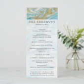 Turquoise & Goud Marmer Draai Agaat Geode Trouwrin Programma (Staand voorkant)