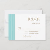 Turquoise goud witte subtiele strepen bruiloft RSV Kaart (Voorkant)