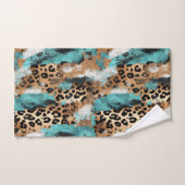Turquoise Goud Zwart Luipaard Bad Handdoek (Handdoek)