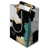 Turquoise goud, zwart wit Koeienhuid Medium Cadeauzakje (Achterkant Gekanteld)