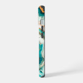 Turquoise Gouden Agaat Custom Modern Monogram iPhone 15 Hoesje (Linkerkant)