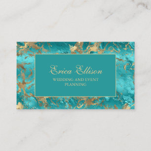 Turquoise Gouden Huwelijksplanner Visitekaartje