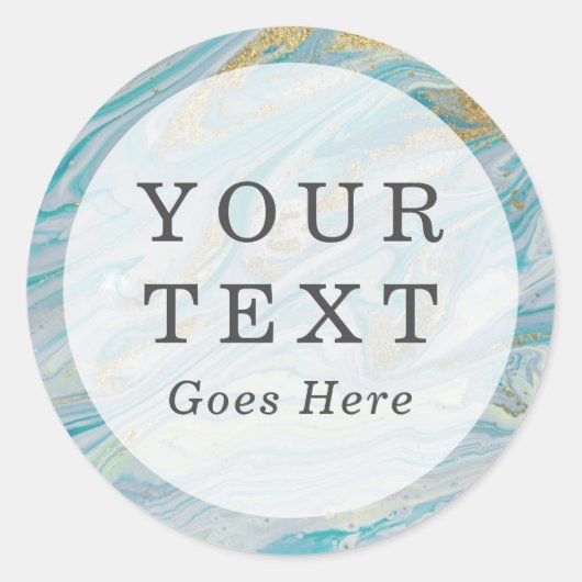 Turquoise & Gouden Marmeren Swirl Agaat Geode Cust Ronde Sticker (Voorkant)