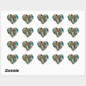 Turquoise gouden witte luipaard hart sticker (Vel)