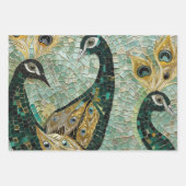 Turquoise Gouden Witte Peacocks Inpakpapier Vel (Voorkant 3)