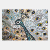 Turquoise Gouden Witte Peacocks Inpakpapier Vel (Voorkant 2)