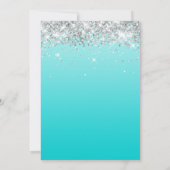 Turquoise Gradient Silver Glitter Sweet Sixteen Kaart (Achterkant)