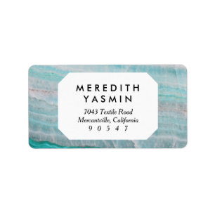 Turquoise Granite Stone Layered Wave Print Etiket