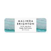 Turquoise Granite Stone Layered Wave Print Etiket (Voorkant)