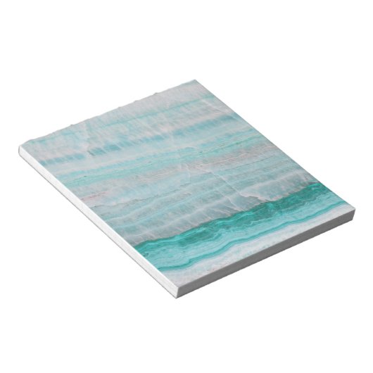 Turquoise Granite Stone Layered Wave Print Notitieblok (Schuin)